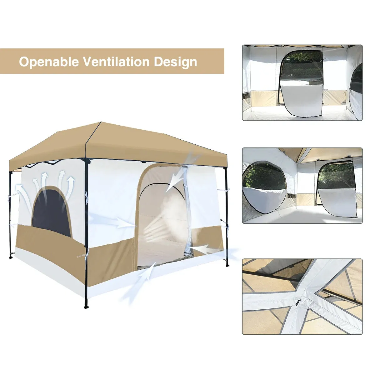 10'x10' Camping Cube Tent for Pop Up Canopy (Canopy & Frame NOT Included)