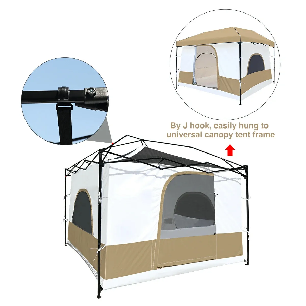 10'x10' Camping Cube Tent for Pop Up Canopy (Canopy & Frame NOT Included)