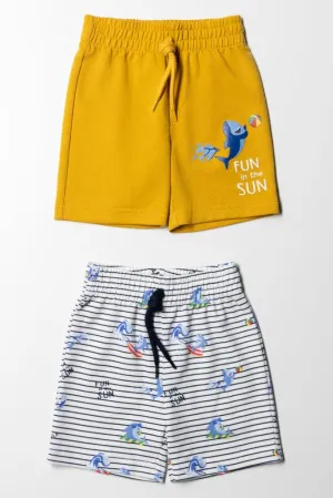 2 Pack Shark Printed Knit Shorts