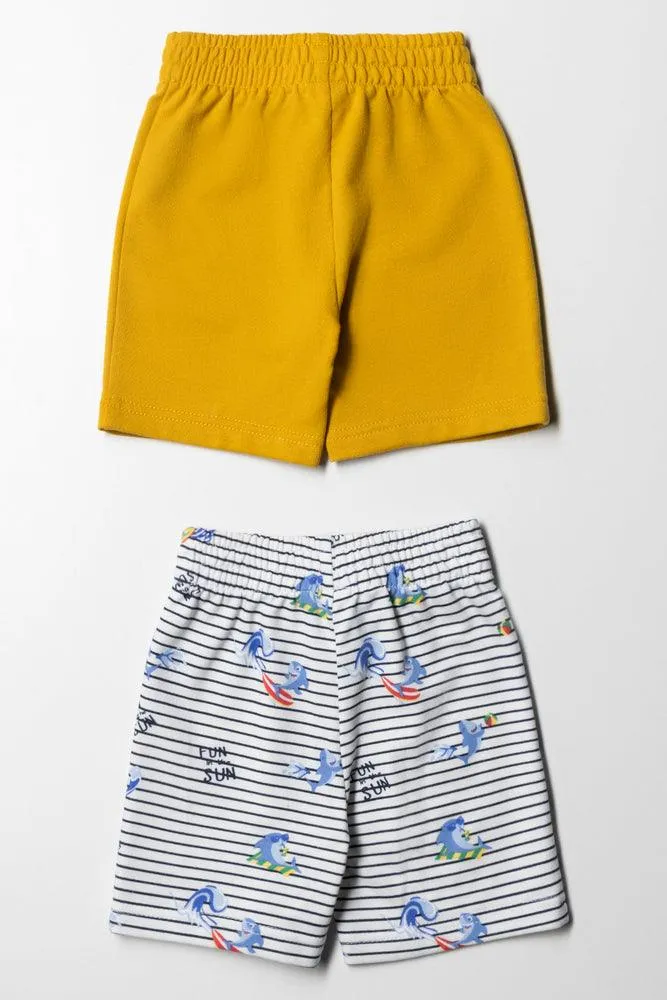 2 Pack Shark Printed Knit Shorts