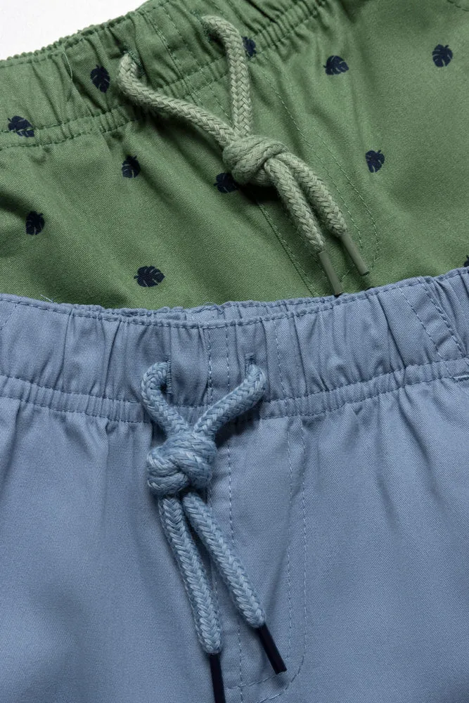 2 Pack Shorts Green & Blue