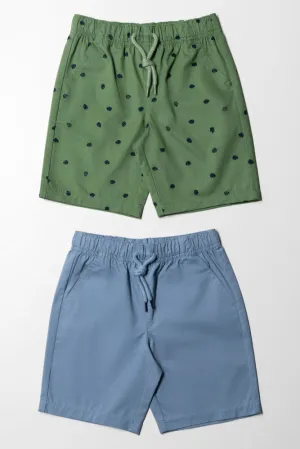 2 Pack Shorts Green & Blue