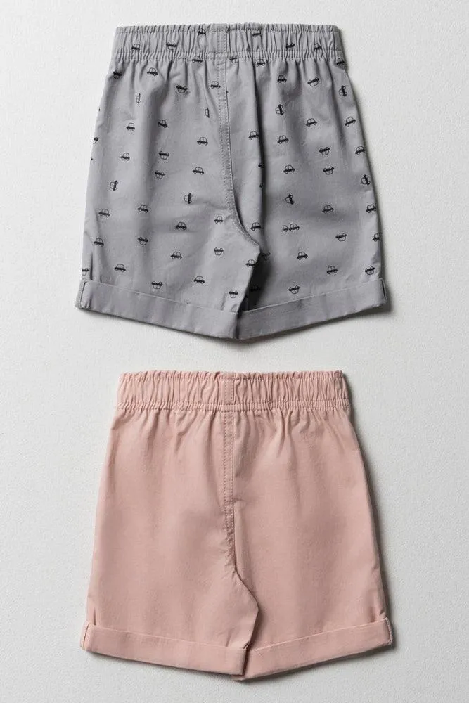 2 Pack Shorts Pink And Grey