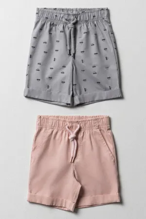 2 Pack Shorts Pink And Grey