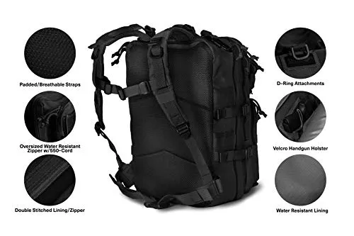 24BattlePack Tactical Backpack | 1 to 3 Day Assault Pack | Combat Veteran Owned Company |40L Bug Out Bag (Black)