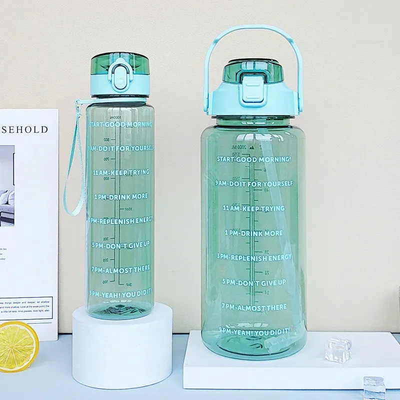 2Pc Large Capacity Water Bottle and Cup