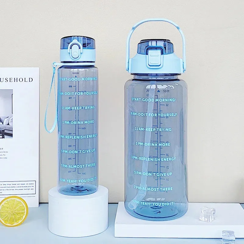 2Pc Large Capacity Water Bottle and Cup