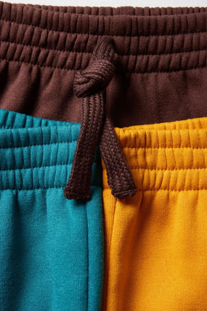 3 Pack Trackpants Brown, Teal & Yellow