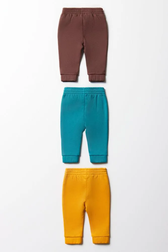 3 Pack Trackpants Brown, Teal & Yellow