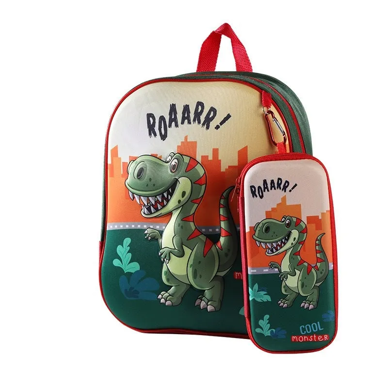 3D Kindergarten children's backpack and School Bag with Pouch