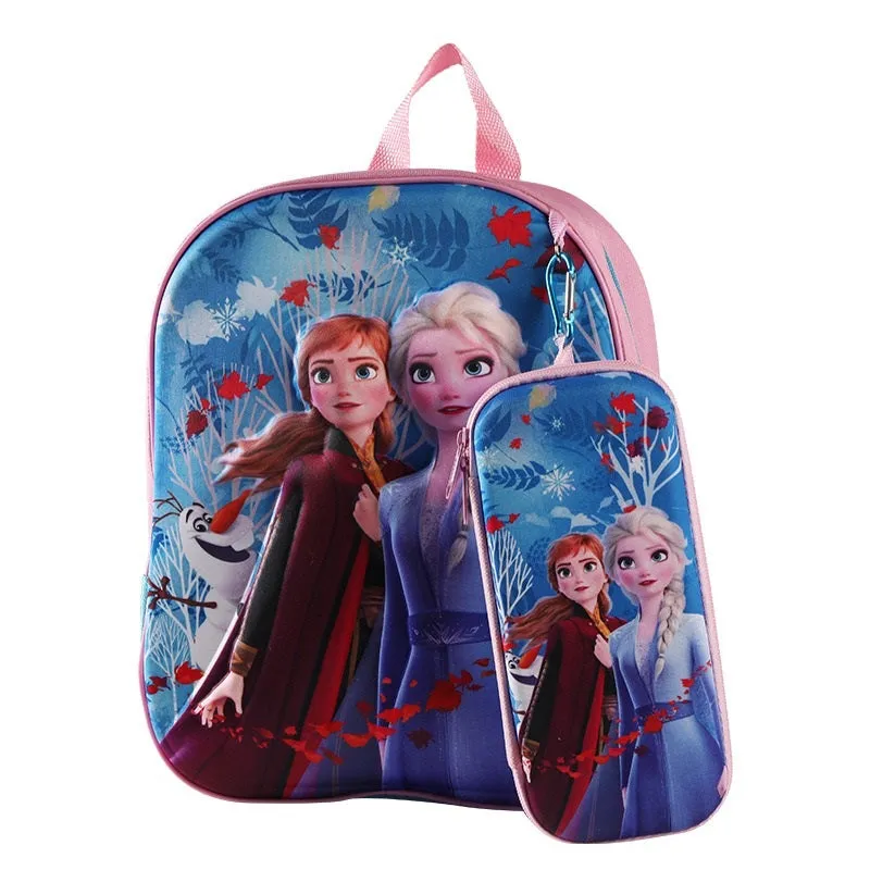 3D Kindergarten children's backpack and School Bag with Pouch