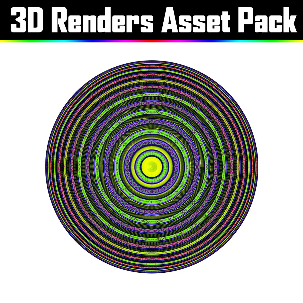 3D Render Asset Pack - Psychedelic Art Graphic Assets