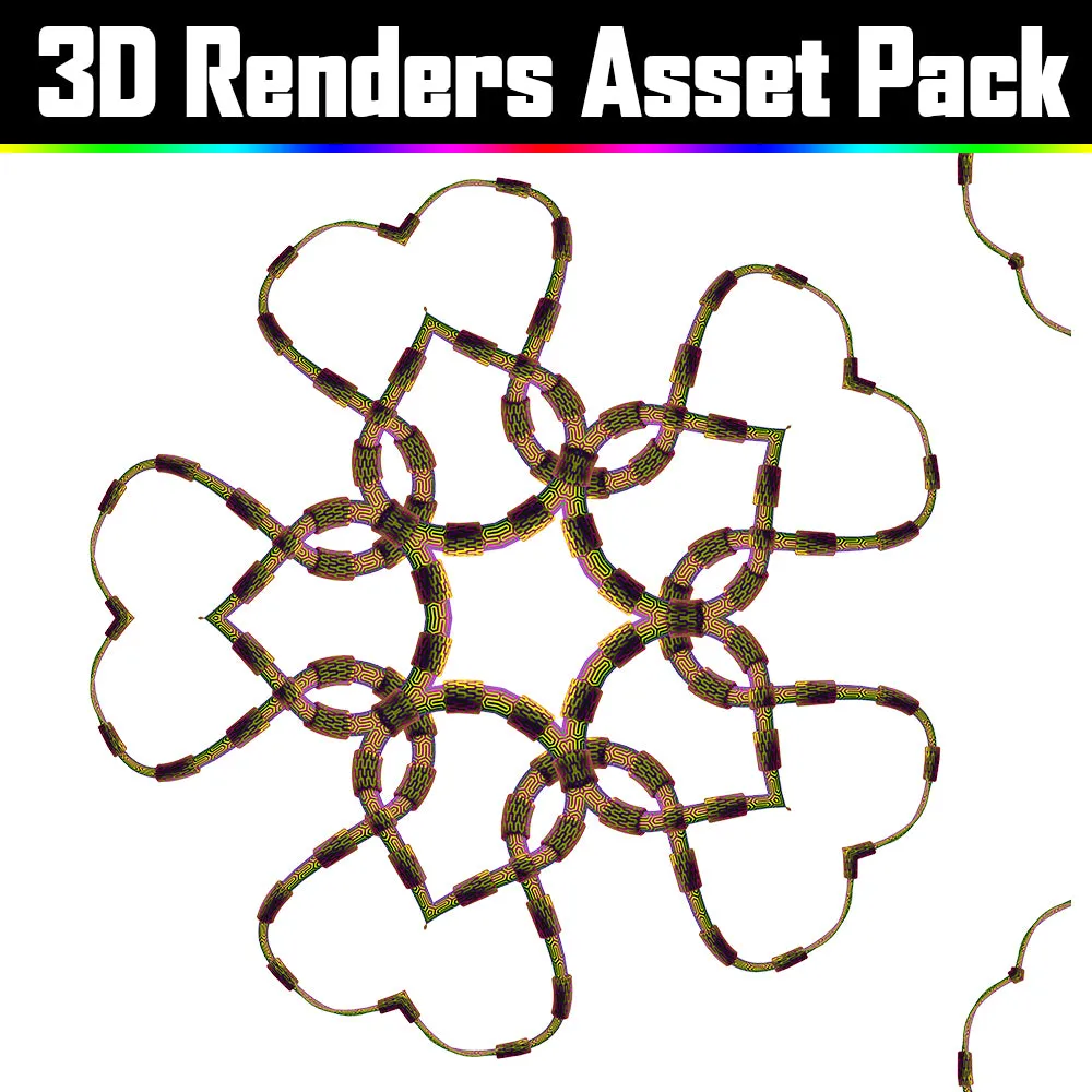 3D Render Asset Pack - Psychedelic Art Graphic Assets