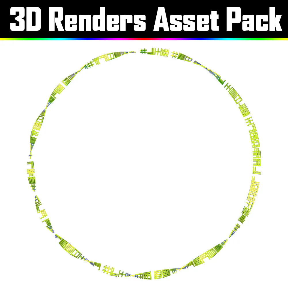 3D Render Asset Pack - Psychedelic Art Graphic Assets