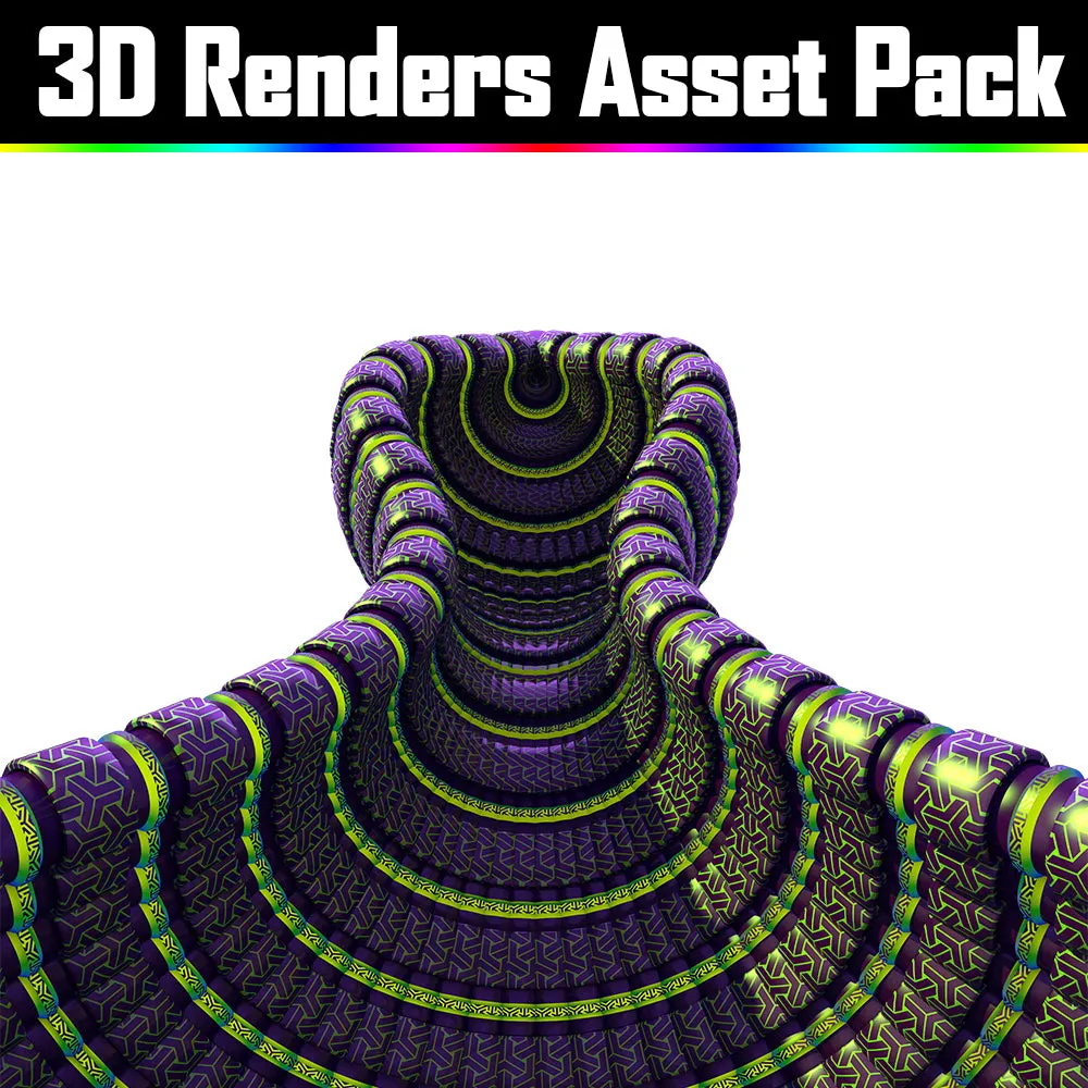 3D Render Asset Pack - Psychedelic Art Graphic Assets