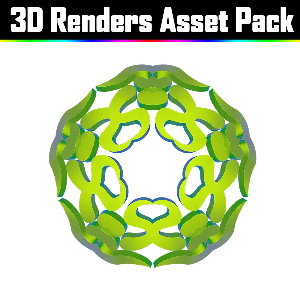 3D Render Asset Pack - Psychedelic Art Graphic Assets