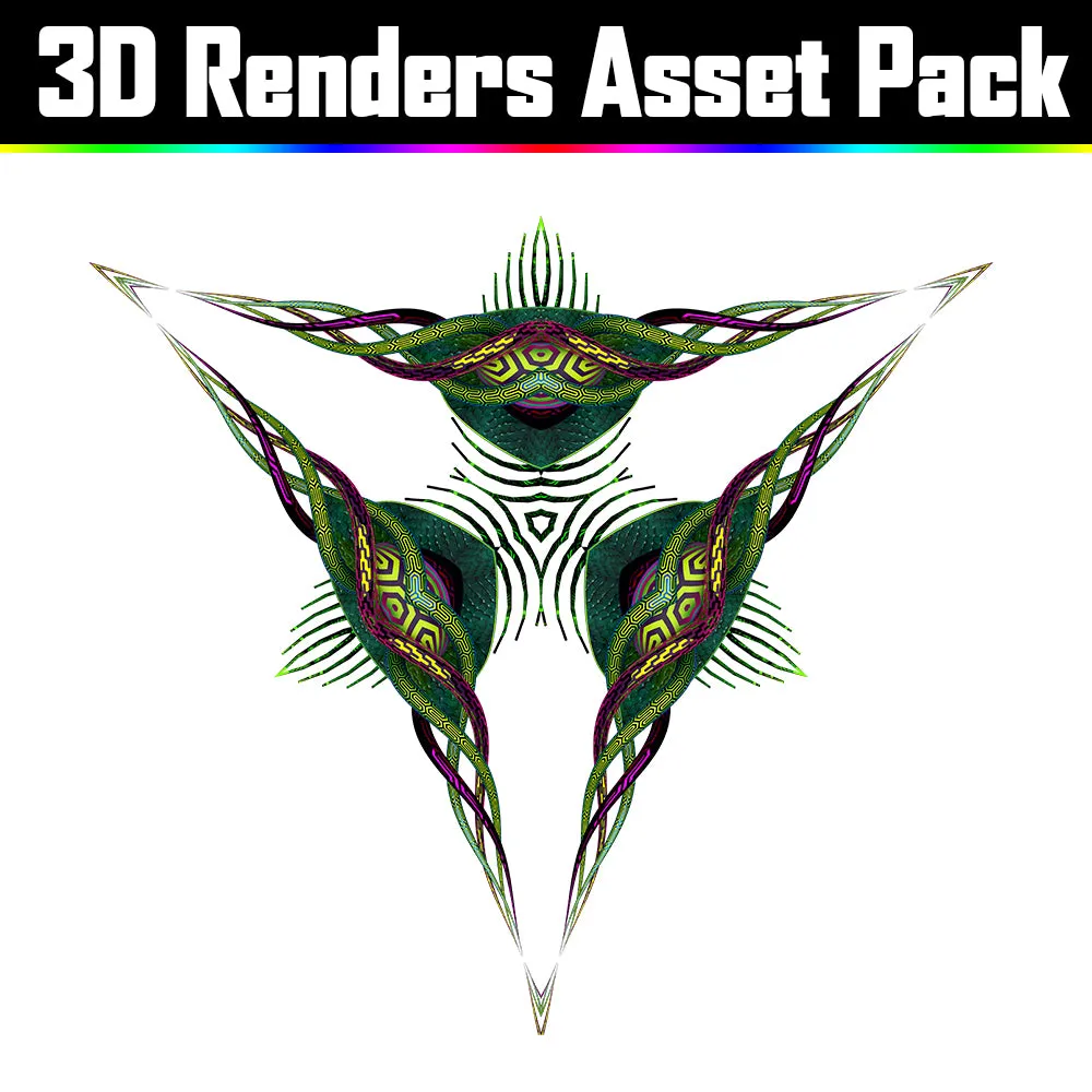 3D Render Asset Pack - Psychedelic Art Graphic Assets