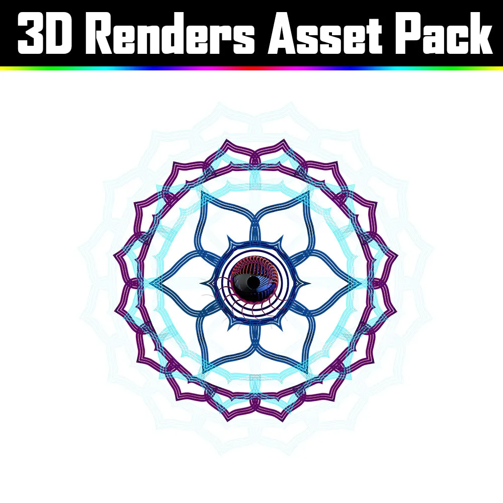 3D Render Asset Pack - Psychedelic Art Graphic Assets