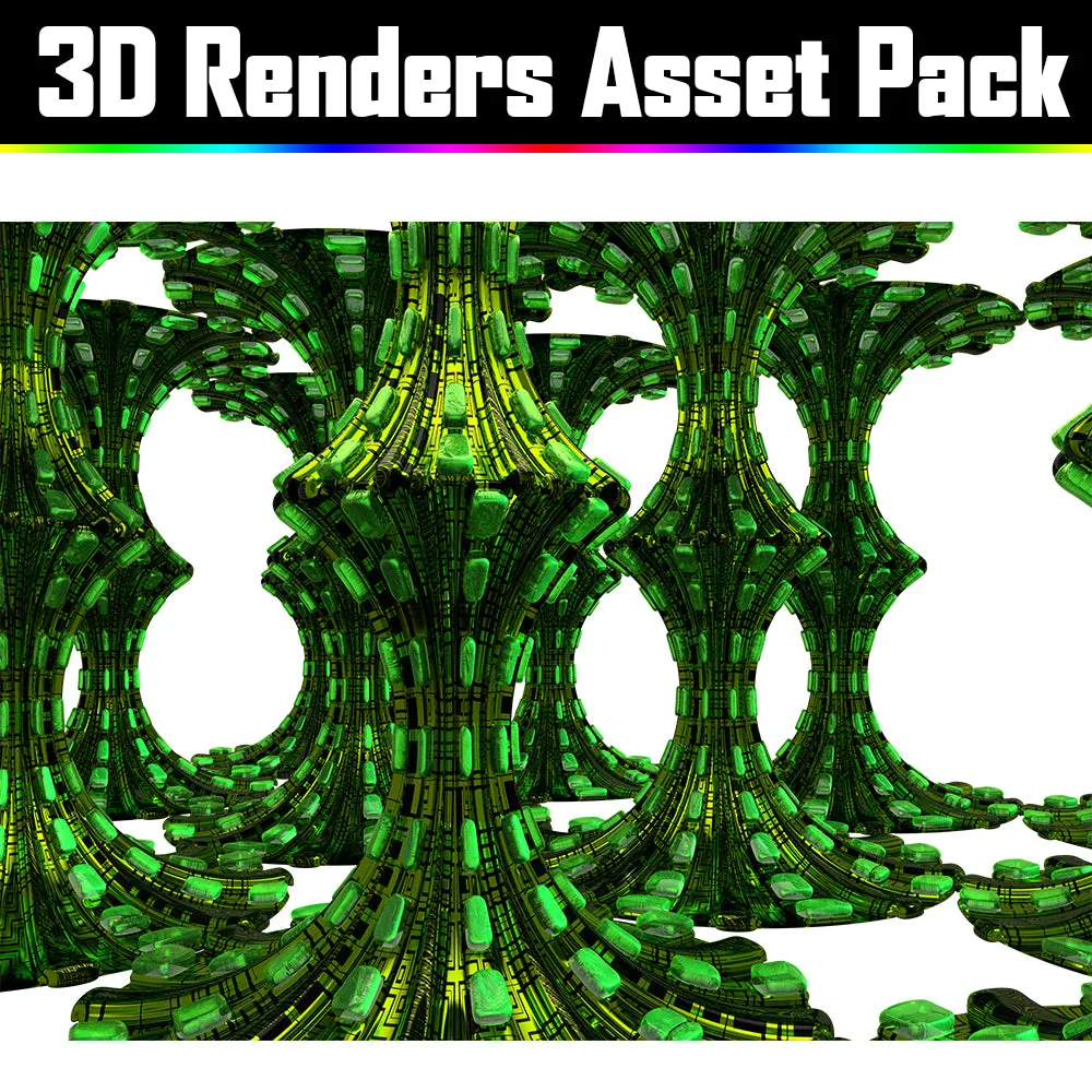 3D Render Asset Pack - Psychedelic Art Graphic Assets