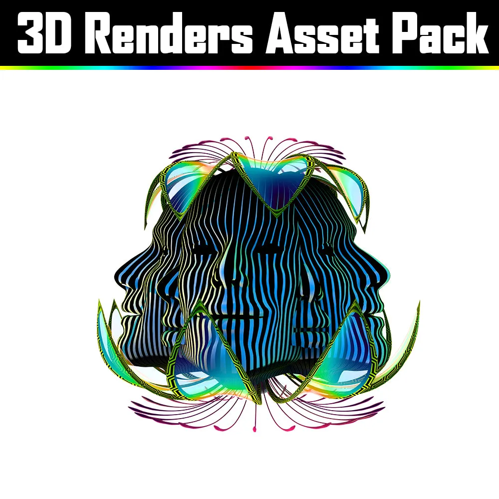 3D Render Asset Pack - Psychedelic Art Graphic Assets