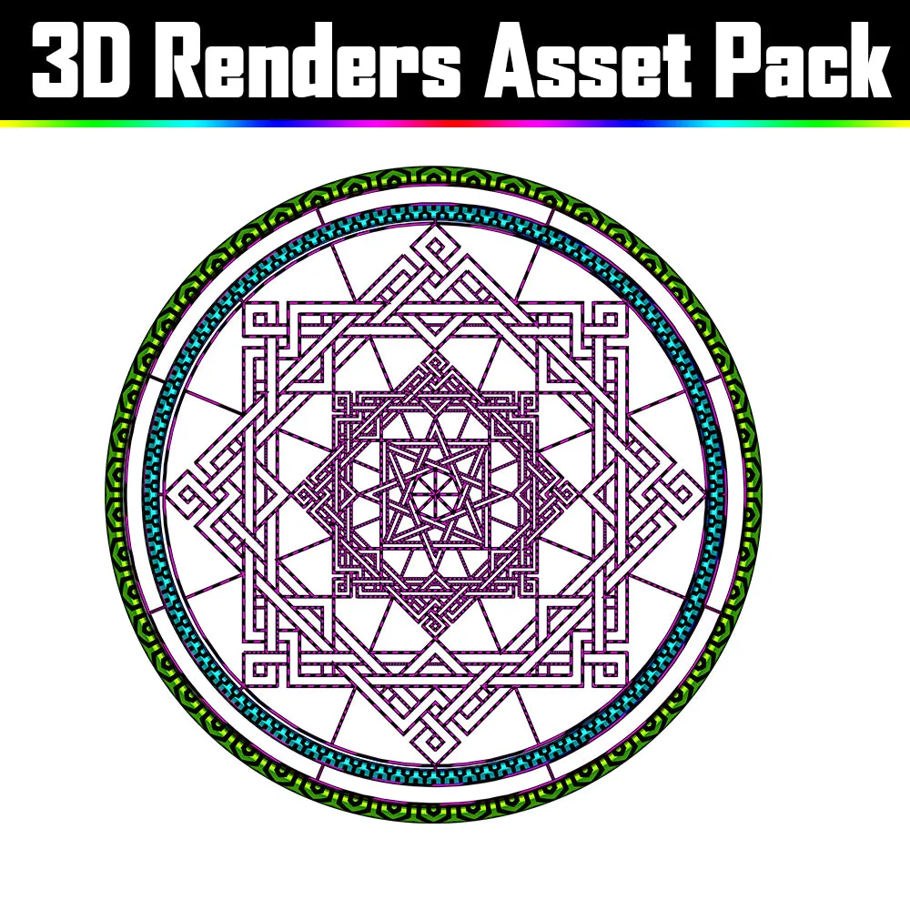 3D Render Asset Pack - Psychedelic Art Graphic Assets