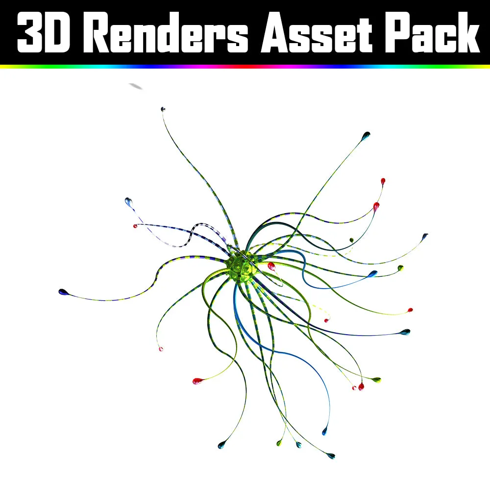 3D Render Asset Pack - Psychedelic Art Graphic Assets