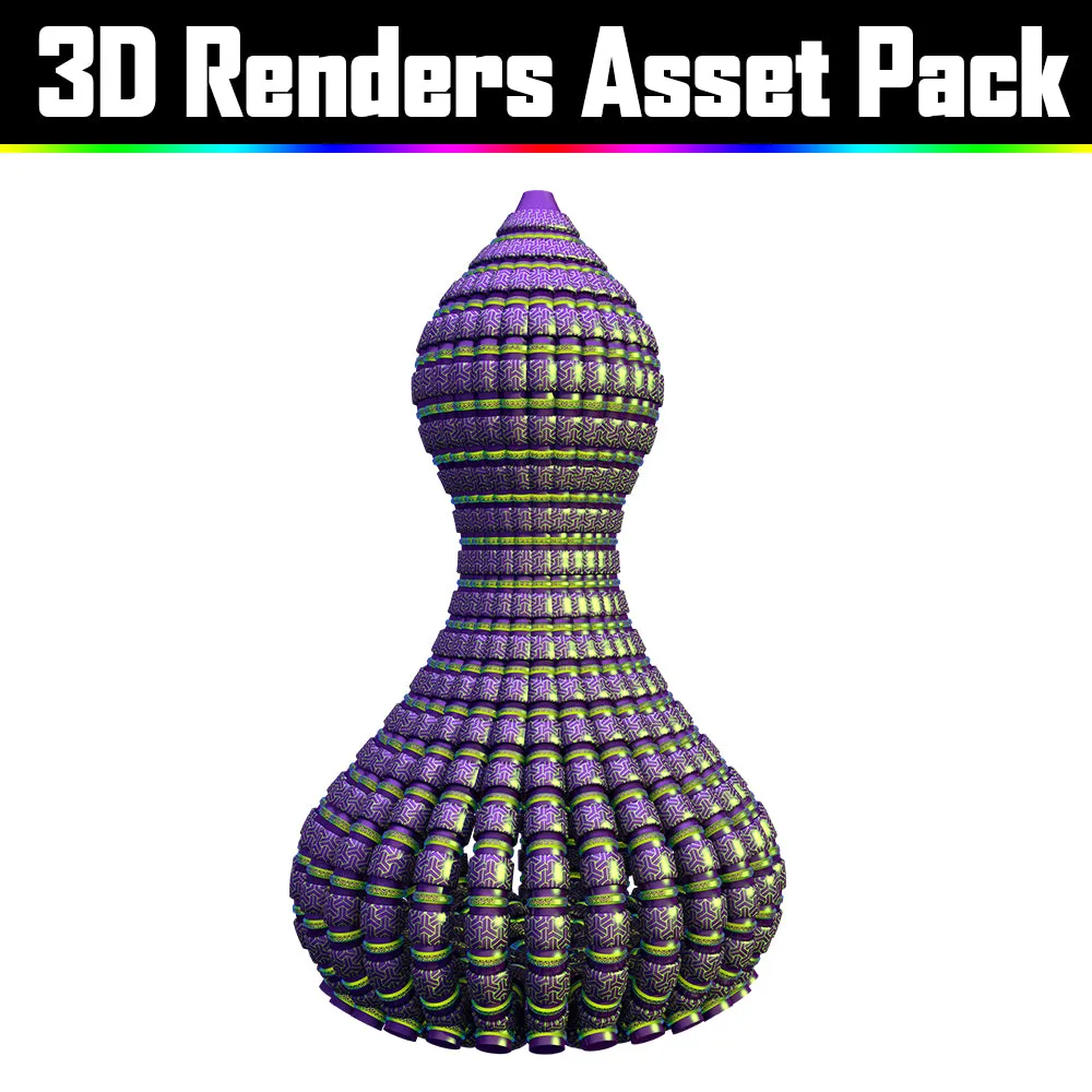 3D Render Asset Pack - Psychedelic Art Graphic Assets