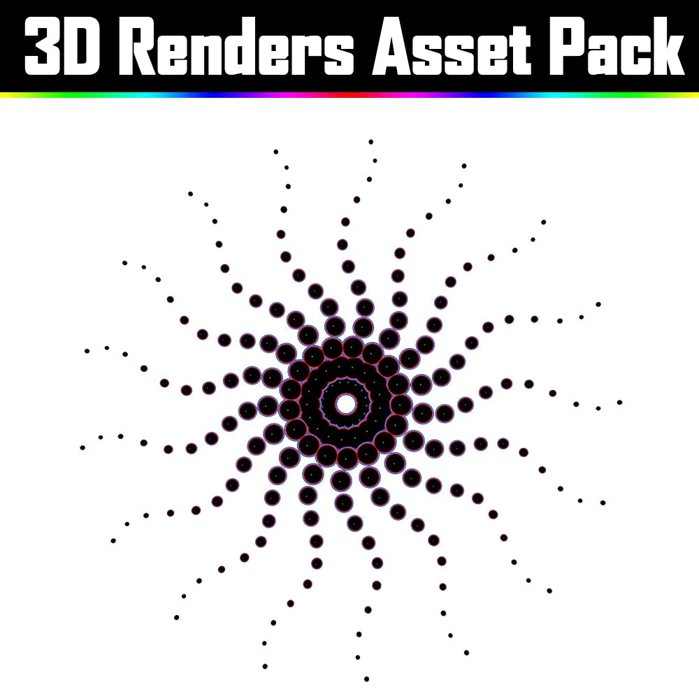 3D Render Asset Pack - Psychedelic Art Graphic Assets