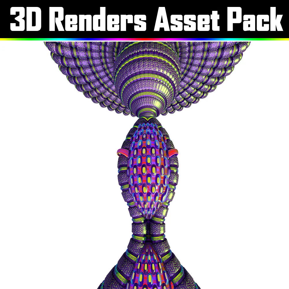 3D Render Asset Pack - Psychedelic Art Graphic Assets