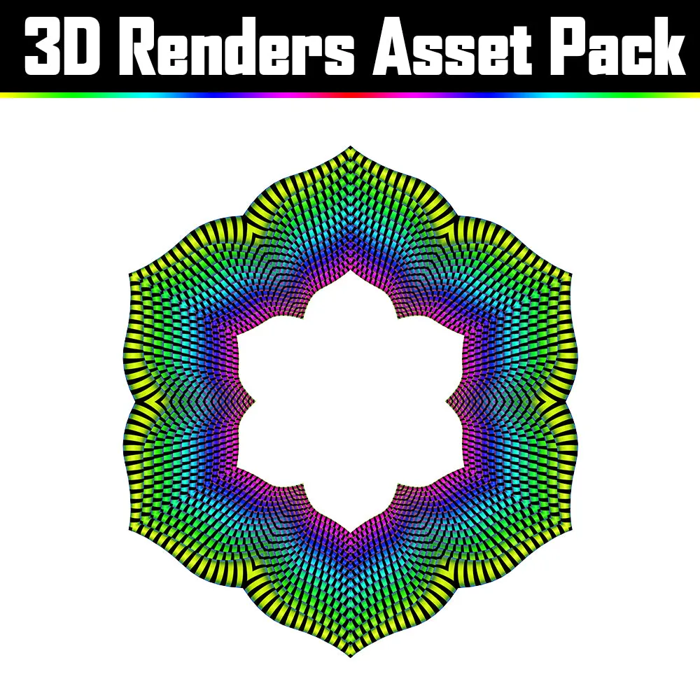 3D Render Asset Pack - Psychedelic Art Graphic Assets