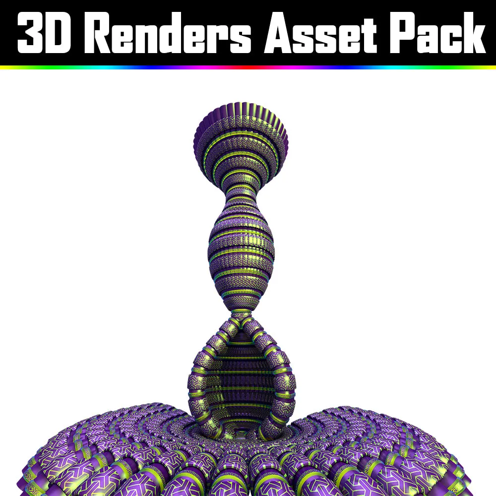 3D Render Asset Pack - Psychedelic Art Graphic Assets