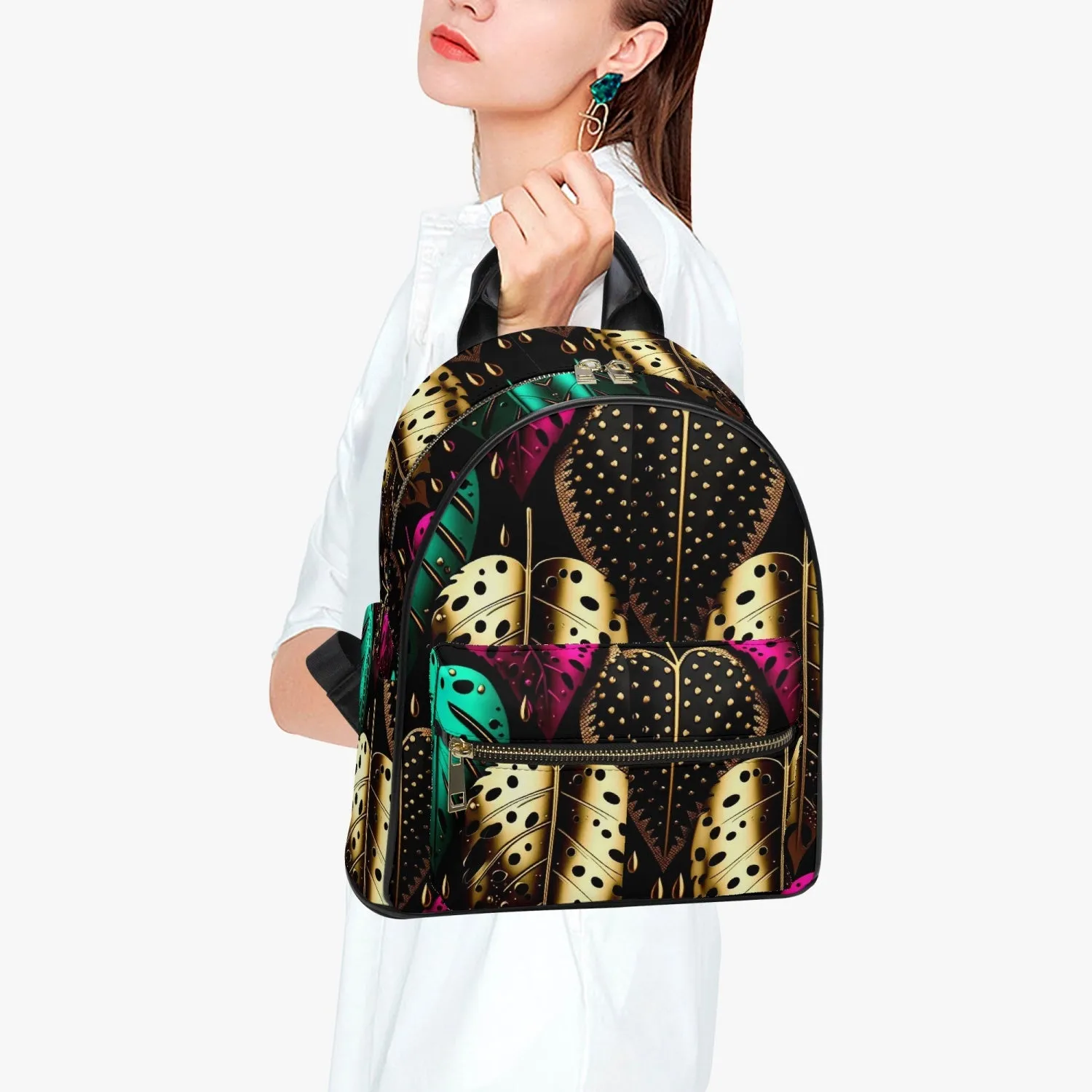 909. All Over Printed PU Backpack