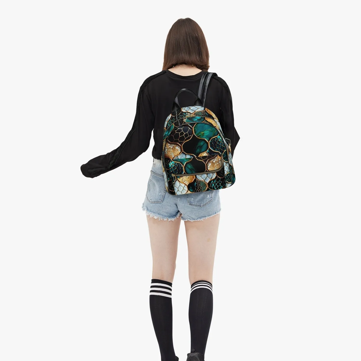 909. All Over Printed PU Backpack