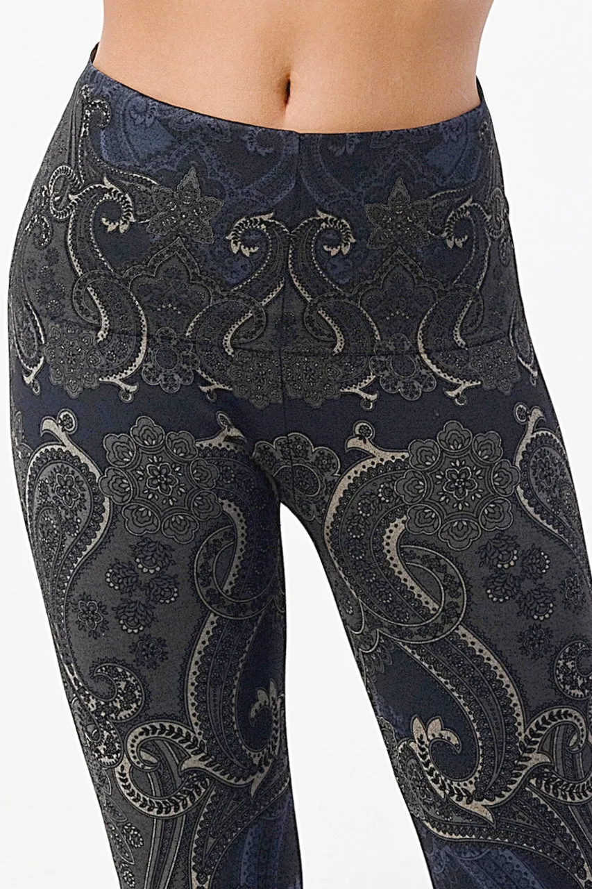 B4292CE High Waist Full Length Legging with Paisley Print