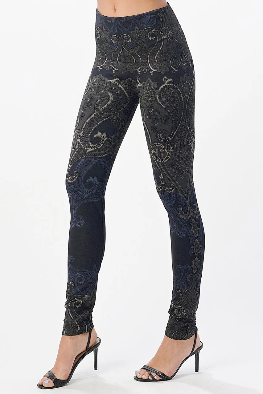 B4292CE High Waist Full Length Legging with Paisley Print