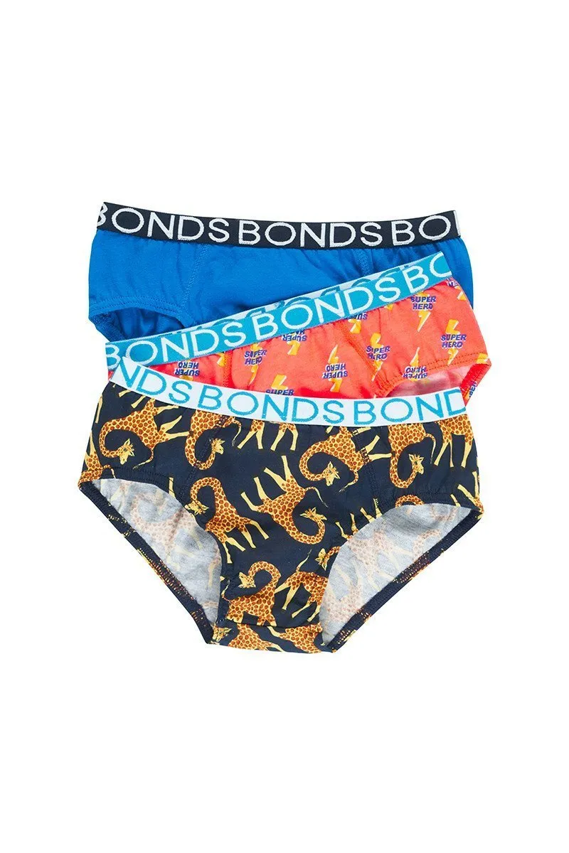 Bonds Boys My First Undie 3 Pack Brief - Super Hero Bolt Small Slay Red