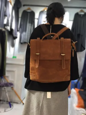 Brown Shoulder 4 in 1, Convertible Backpack, Handcrafted Shoulder Bag, Women/Men Backpack Leather Crossbody, Handbag With Long Strap