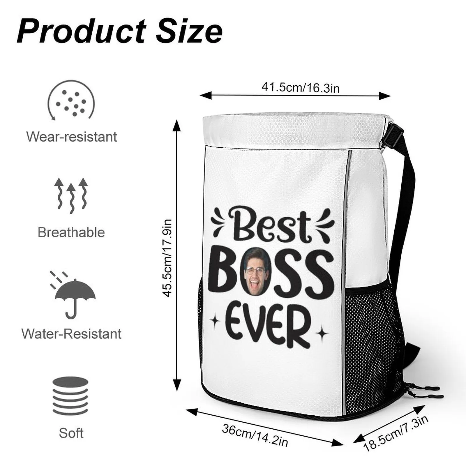 Custom Boss Face Hat  Best Boss Ever Photo Shirt and Personalized Duffel Bag for Company for Team Building for Business