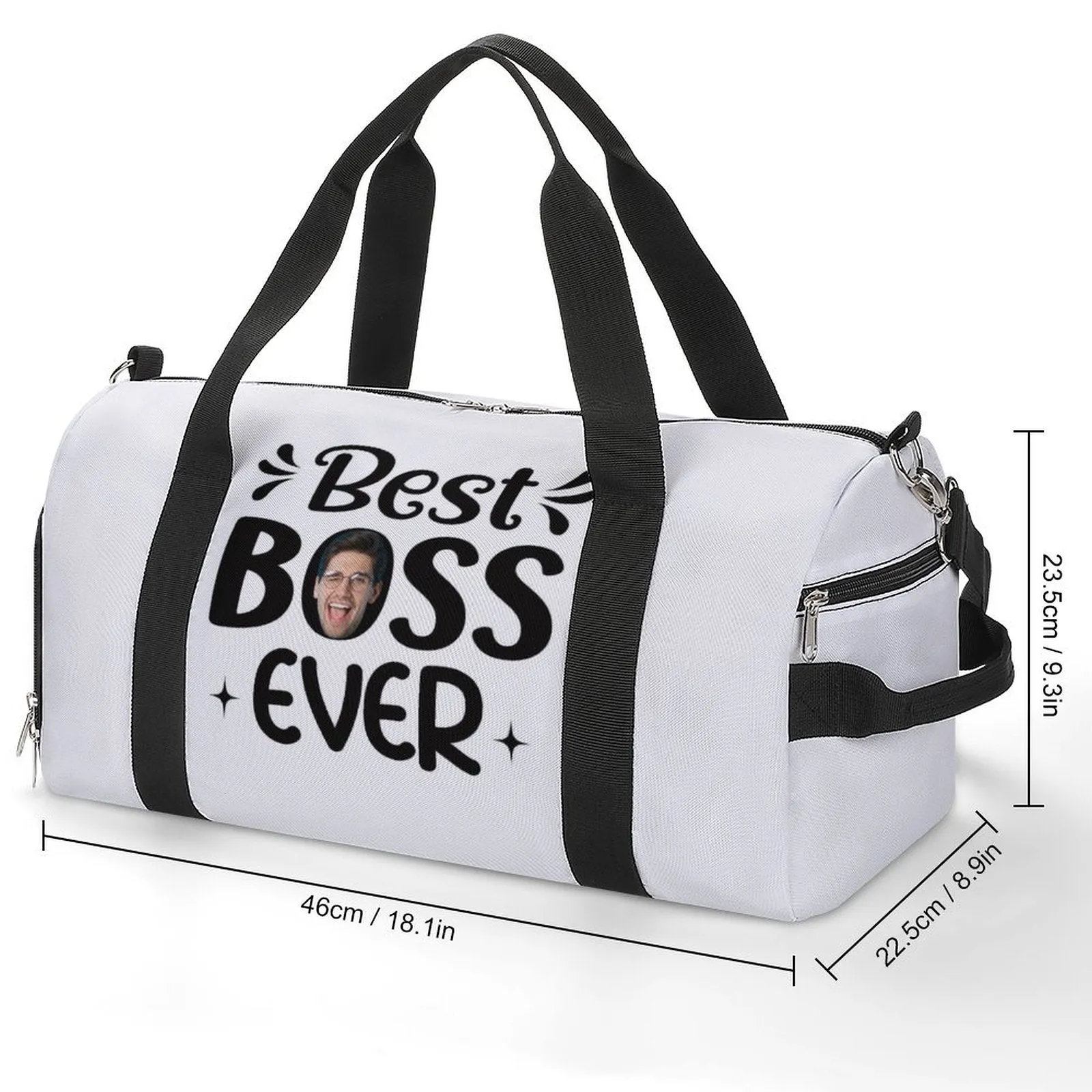 Custom Boss Face Hat  Best Boss Ever Photo Shirt and Personalized Duffel Bag for Company for Team Building for Business