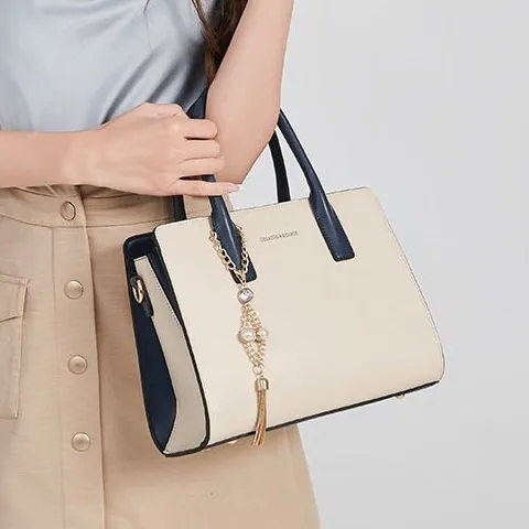 Cute White Contrast Color Minimalist Simple Slick Luxury Genuine Leather Handbag for Women, Shoulder Bag, Crossbody Bag