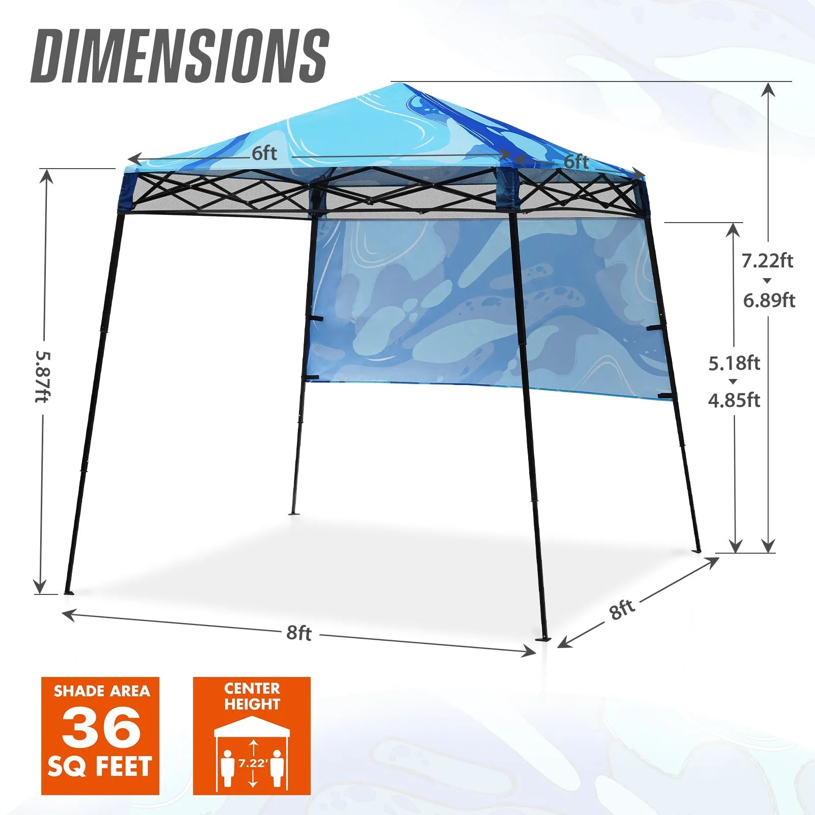 Eagle Peak SHADE GRAPHiX Day Tripper 8x8 Pop Up Canopy Tent with Digital Printed Blue Abstract Top