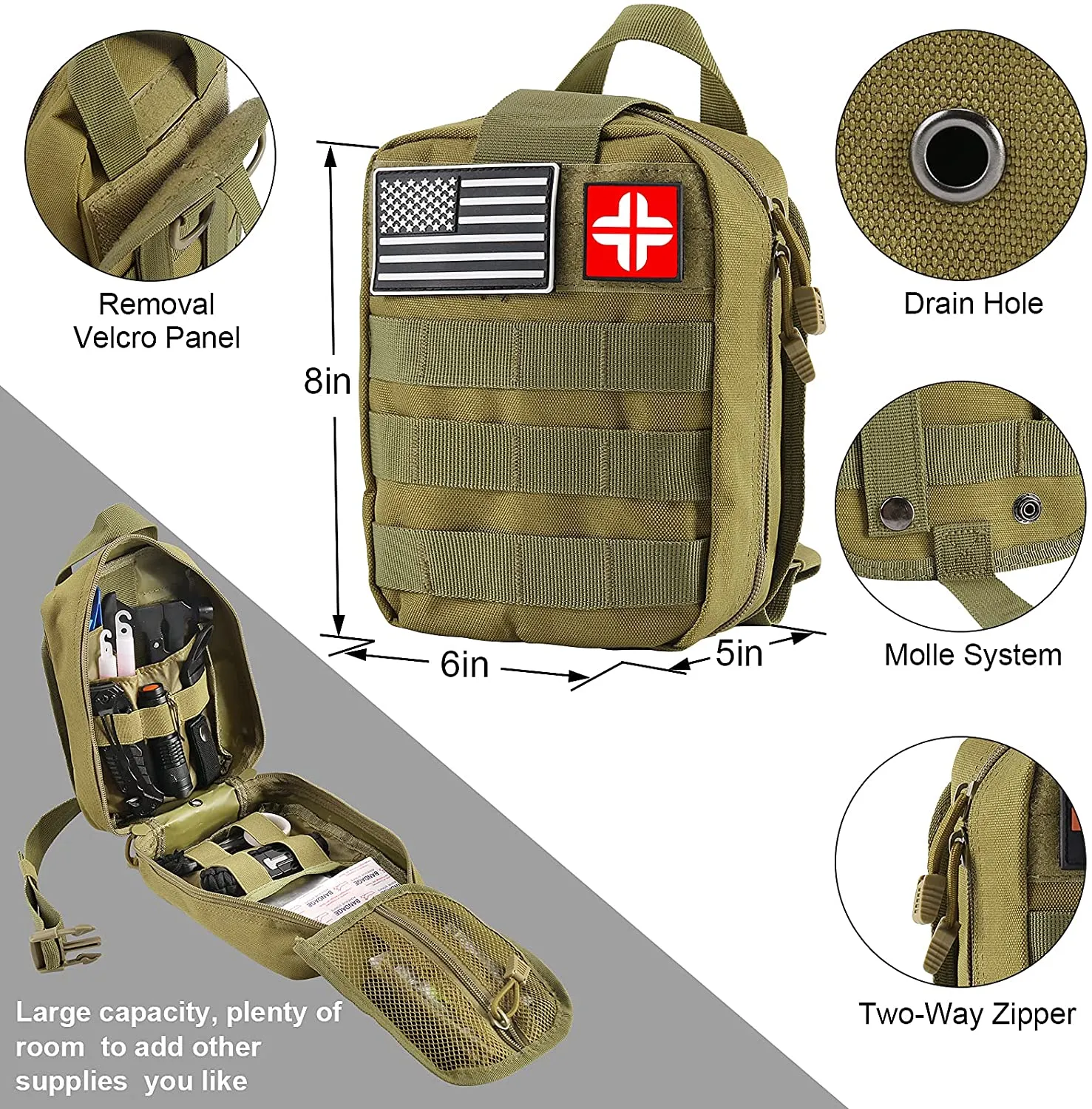 Emergency Survival Kit and First Aid Kit, 142Pcs Professional Survival Gear and Equipment with Molle Pouch, for Men Camping Outdoor Adventure