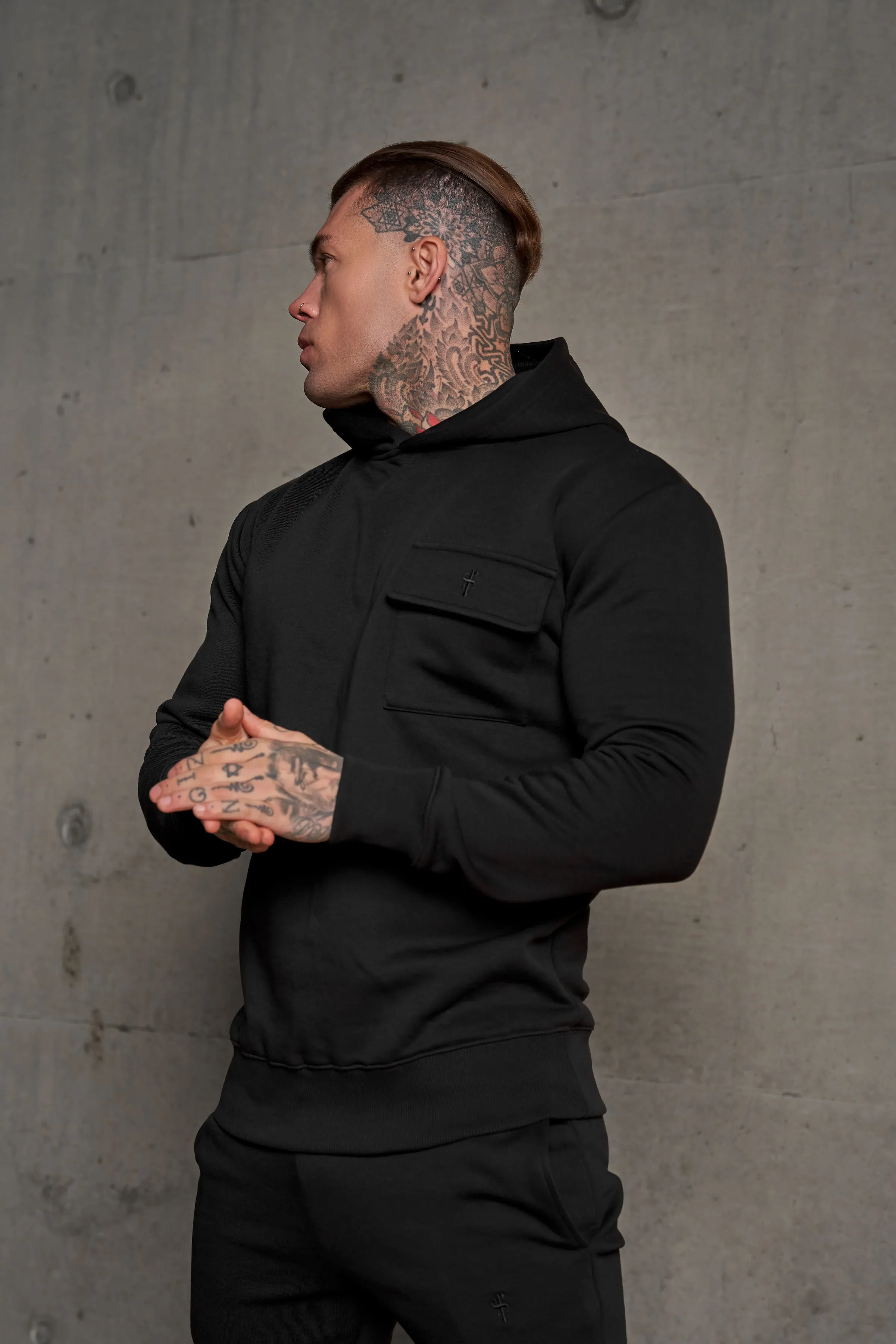 Father Sons Black Cargo Tracksuit Sweat Pants With Pockets, Cuffed Hem and FS Embroidery - FSH934