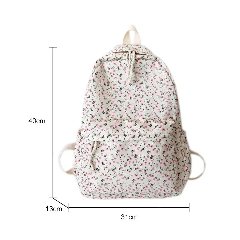 Floral White Nylon Backpack for Students – Stylish Casual Rucksack