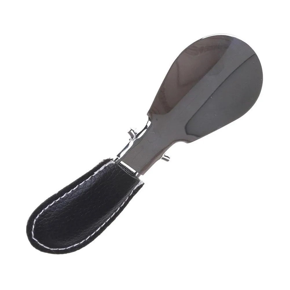 Foldable Tavel Metal Shoehorn With Leather Handle