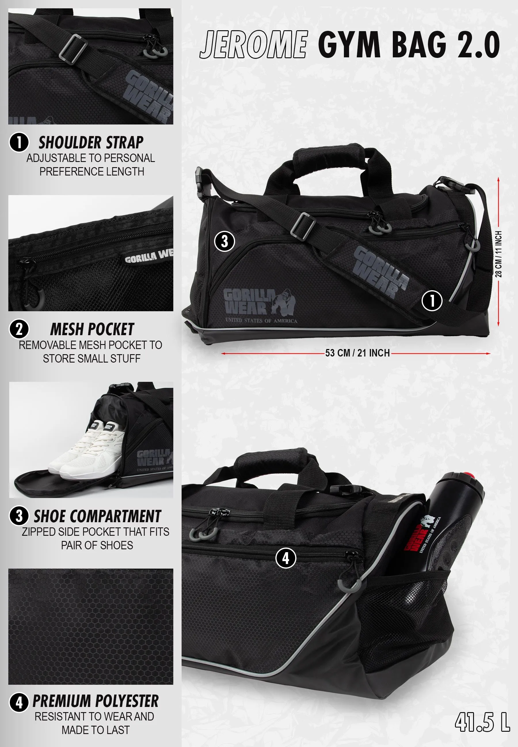 Jerome Gym Bag 2.0 - Black/Gray