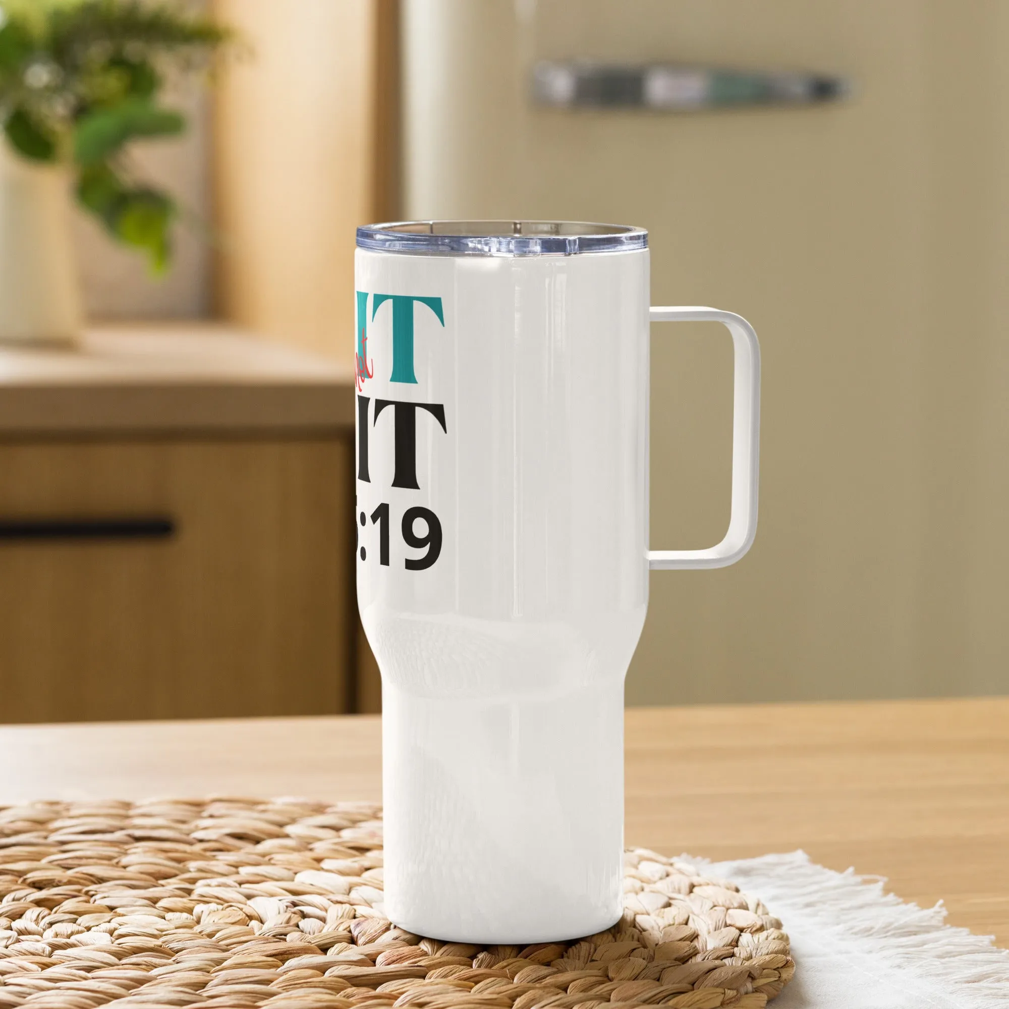 Jn 15:19 White Travel mug with a handle