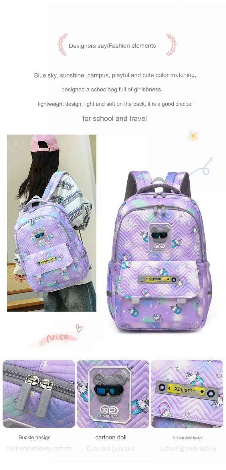 Kids and Women Backpack With Special Gradient Decorative Design MS17