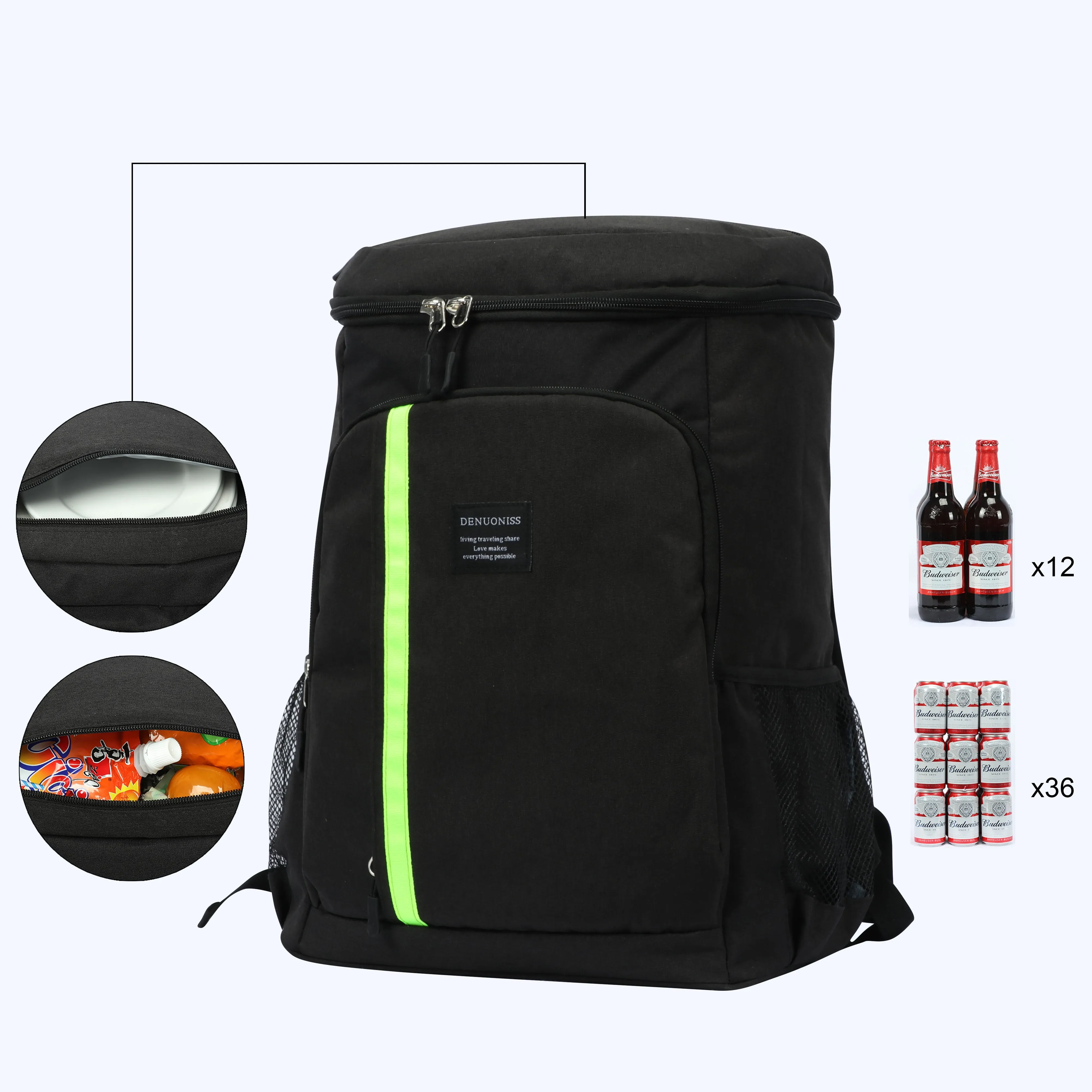 Large Insulation Thermal Storage Cooler Backpack 30L With Bottle Opener