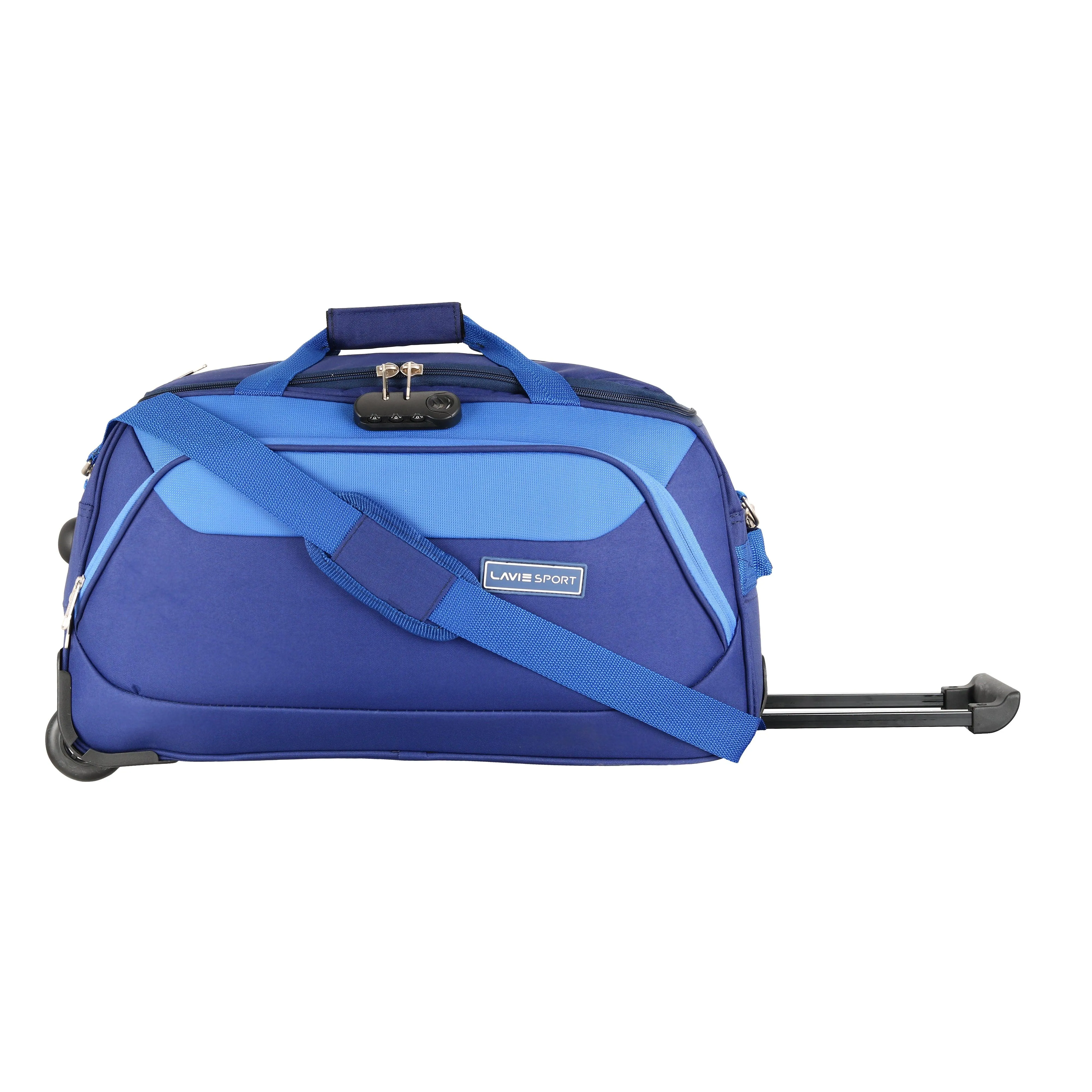 Lavie Sport 57 cms Anti-theft Voyage Wheel Duffle Bag| Trolley Bag Navy